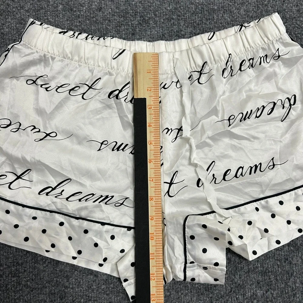 Victoria's Secret Pajama Shorts Womens Size M White Satin Sweet Dreams Polka Dot